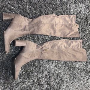 Tan knee length boots